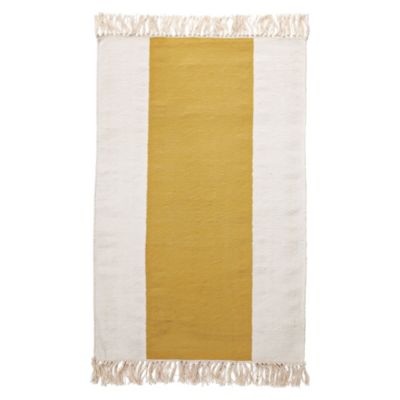 Mustard Broad Stripe Bath Dhurrie