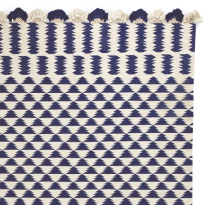 Navy/Ivory Zig Cotton Dhurrie Rug