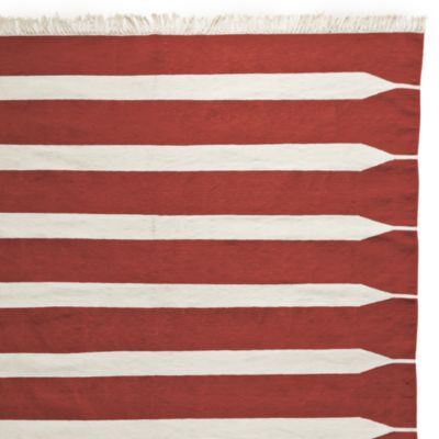 Red Paddle Stripe Cotton Dhurrie