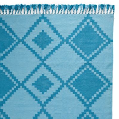 Turquoise Mayan Cotton Dhurrie Rug