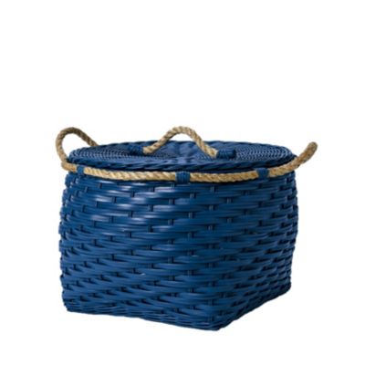 Rope Low Round Bin - Cobalt