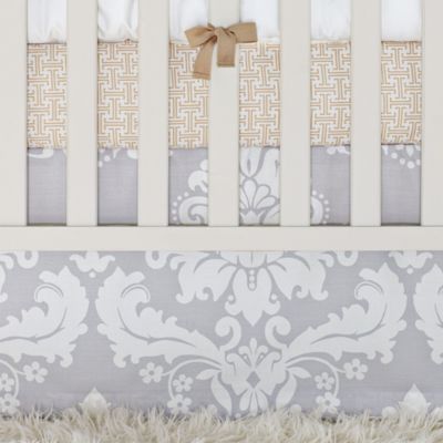 Dove Damask Crib Skirt