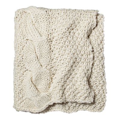 Alicia Adams Alpaca Chunky Knit Throw – Ivory