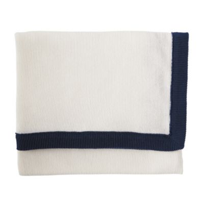 Knit Border Throw - Navy