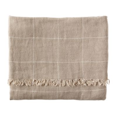 Linen Windowpane Throw - Bark