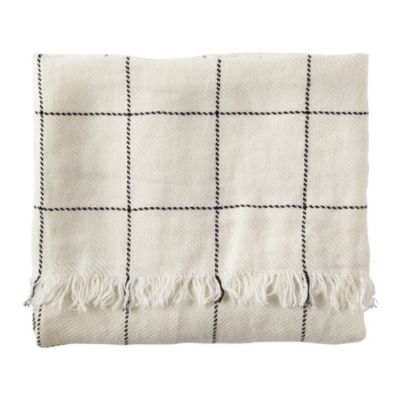 Linen Windowpane Throw - Ivory