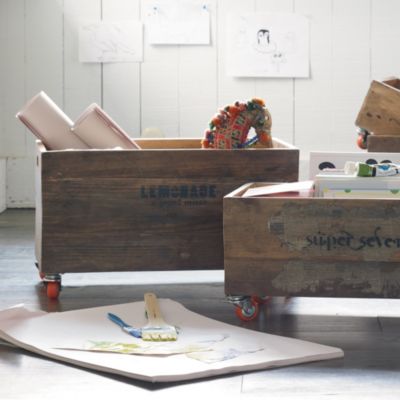 Rolling Storage Crate, Set of Two