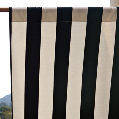 Awning Stripe Outdoor Window Panel - Black/Ivory