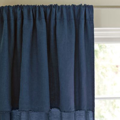 Navy Washed Linen Window Panel
