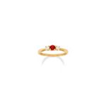Round Ruby and Diamond Three-Stone Ring