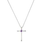 Round Lavender Sapphire Cross Pendant (18 in.)