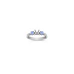 Three-Stone Round Ice Blue Sapphire Engagement Ring
