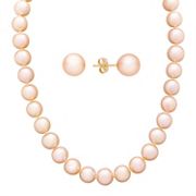7mm Peach Cultured Freshwater Pearl Strand and Earring Two-Piece Set (18)
