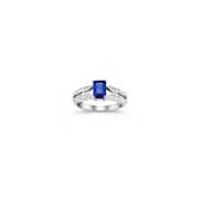 1 ct. t.w. Emerald Cut Sapphire and Diamond Ring