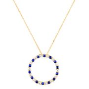 1 1/4 ct. t.w. Round Sapphire and Diamond Circle Pendant (18)