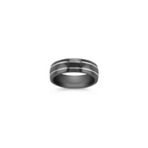 Black Titanium Ring with White Bands (7mm)