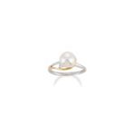 Cultured Freshwater Pearl and Round Diamond Ring in Two-Tone Gold