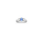 1 ct. t.w.  Oval Ice Blue Sapphire and Diamond Three-Stone Ring