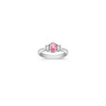 Oval Pink Sapphire and Diamond Three-Stone Ring