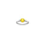 Round Yellow Sapphire and Diamond Ring