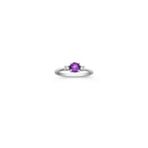 Round Lavender Sapphire and Diamond Three-Stone Ring