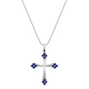 5/8 ct. t.w. Round Sapphire Cross Pendant (18)