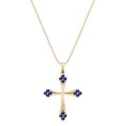 5/8 ct. t.w. Round Sapphire Cross Pendant (18)