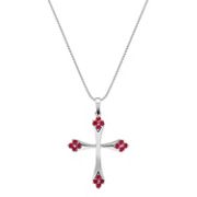 3/4 ct. t.w. Round Ruby Cross Pendant (18)