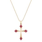 5/8 ct. t.w. Round Ruby Cross Pendant (18)