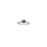 Round Sapphire and Diamond Three-Stone Ring