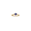 Round Sapphire and Diamond Three-Stone Ring
