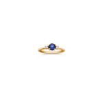 Round Sapphire and Diamond Three-Stone Ring