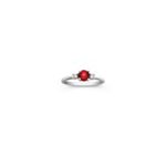Round Ruby and Diamond Three-Stone Ring