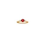 Round Ruby and Diamond Three-Stone Ring