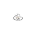 7mm Cultured Akoya Pearl and Round Diamond Ring