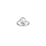 7mm Cultured Akoya Pearl and Round Diamond Ring