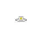 Princess Cut Yellow Sapphire and Diamond Ring