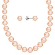 7mm Peach Cultured Freshwater Pearl Strand and 6mm Earring Two-Piece Set (18)