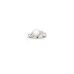 7.5mm Cultured Akoya Pearl and Round Diamond Ring