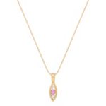 Round Pink Sapphire and Diamond Three-Stone Pendant (18 in.)