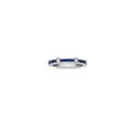 Princess Cut  Sapphire and Baguette and Round Diamond Ring