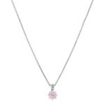 Round Pink Sapphire and Diamond Pendant (18 in.)