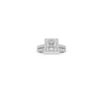 Halo Diamond Wedding Set with Pave Setting
