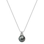 10mm Cultured Tahitian Pearl and Diamond Pendant (18 in.)