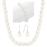 8mm Cultured Freshwater Pearl Strand, Bracelet, and Earring Three-Piece Set (18 in.)