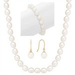 8mm Cultured Freshwater Pearl Strand, Bracelet, and Earring Three-Piece Set (18 in.)