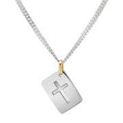 Sterling Silver and 14k Yellow Gold Cross Necklace ( 24)