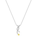Round Yellow Sapphire and Diamond Pendant (18 in.)