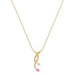 Round Pink Sapphire and Diamond Pendant (18 in.)