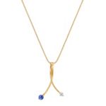 Round Kentucky Blue Sapphire and Diamond Pendant (18 in.)